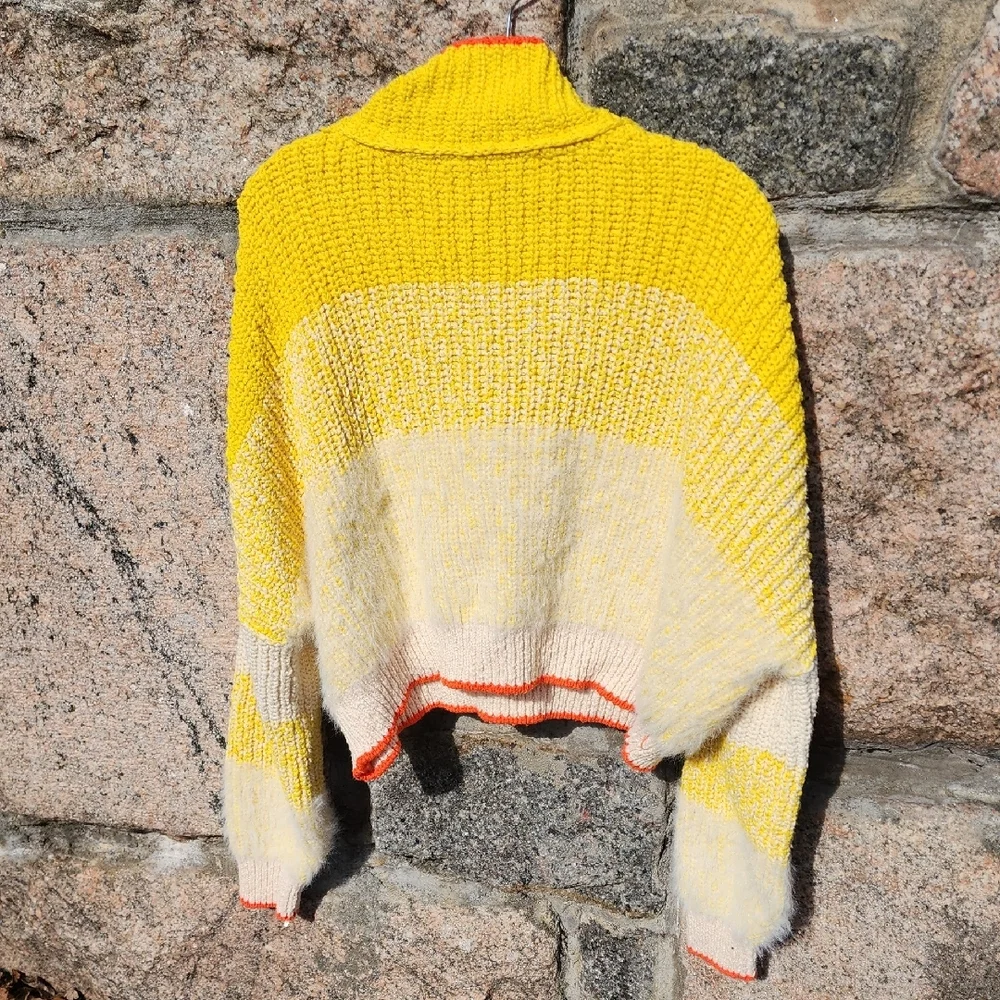 Free People Sunbrite Mock Neck Cropped Knit Sweater Medium